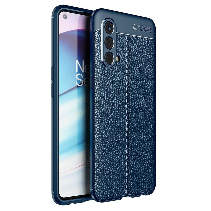 Cover OnePlus Nord CE 5G Doppia Linea Litchi Effetto Pelle