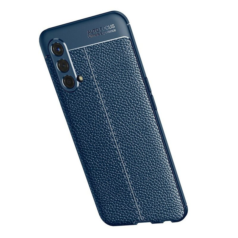 Cover OnePlus Nord CE 5G Doppia Linea Litchi Effetto Pelle