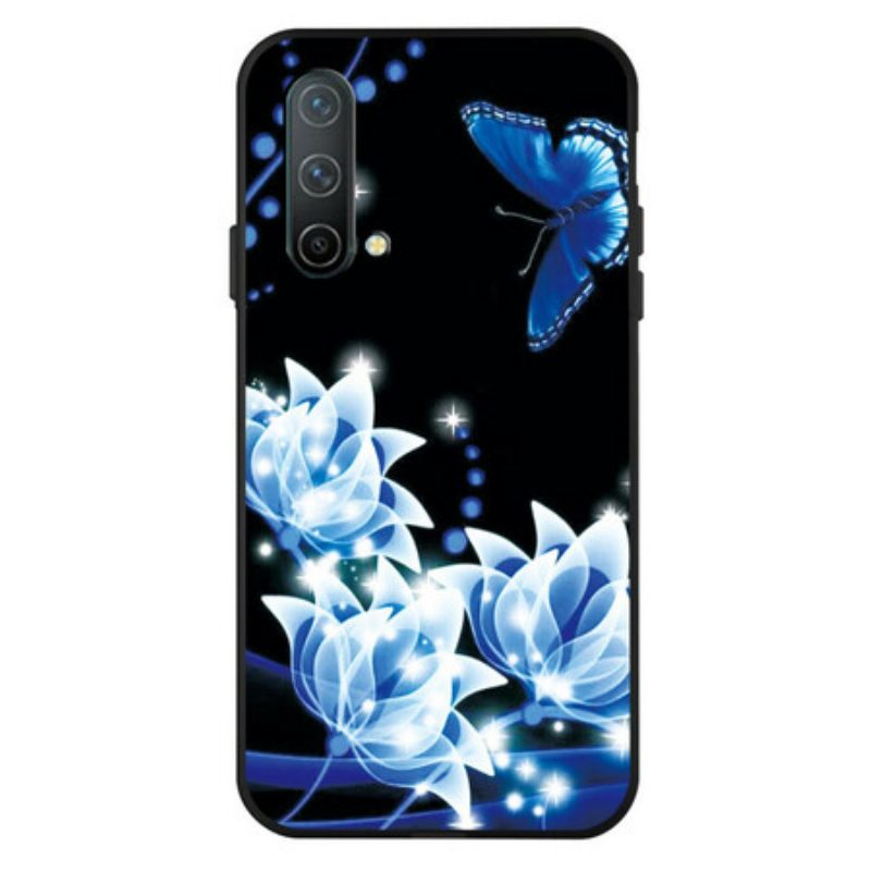 Cover OnePlus Nord CE 5G Farfalla E Fiori Blu