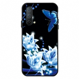 Cover OnePlus Nord CE 5G Farfalla E Fiori Blu