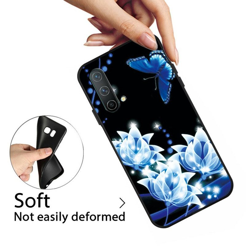 Cover OnePlus Nord CE 5G Farfalla E Fiori Blu