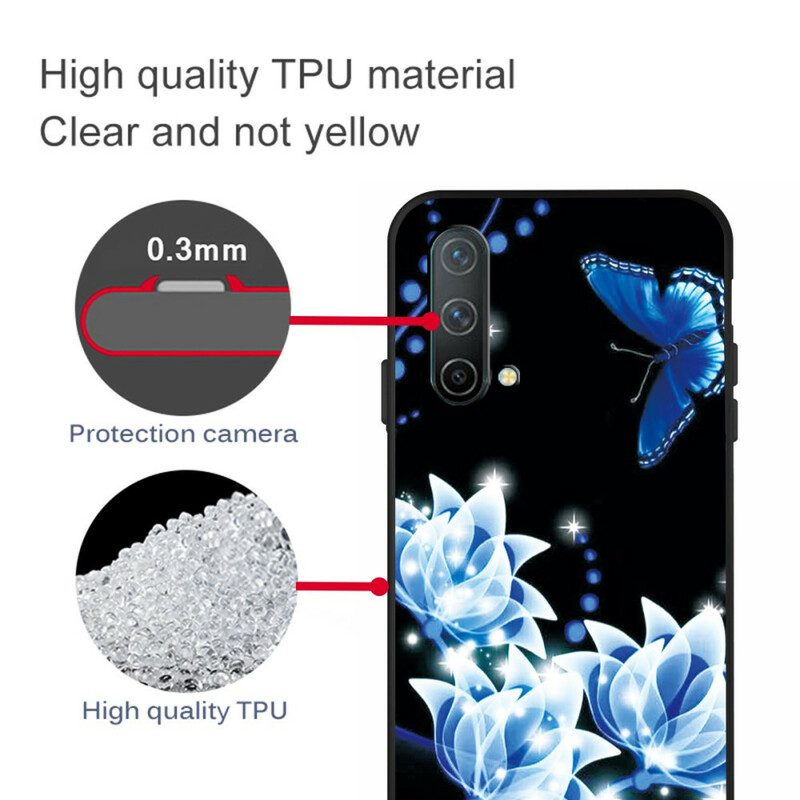 Cover OnePlus Nord CE 5G Farfalla E Fiori Blu