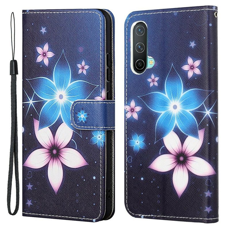 Custodia in pelle OnePlus Nord CE 5G Cinturino Lunare Fiori