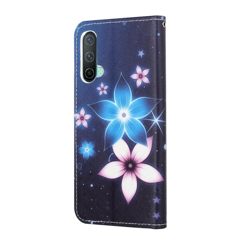 Custodia in pelle OnePlus Nord CE 5G Cinturino Lunare Fiori