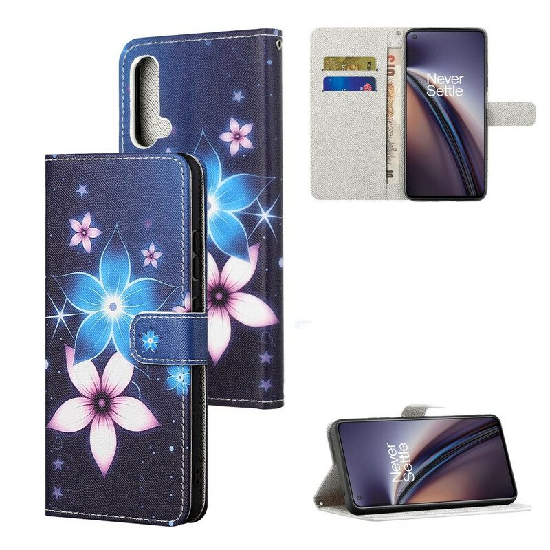 Custodia in pelle OnePlus Nord CE 5G Cinturino Lunare Fiori