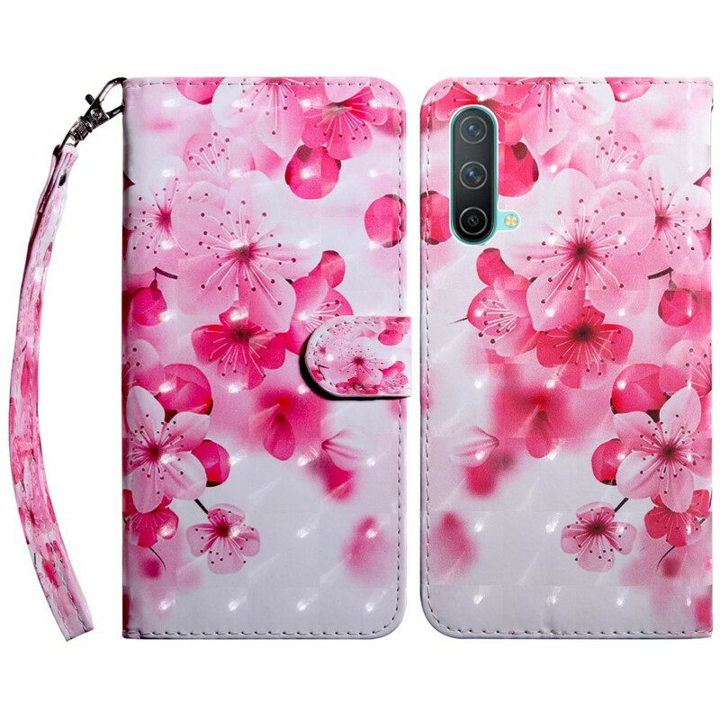 Custodia in pelle OnePlus Nord CE 5G Fiori Rosa