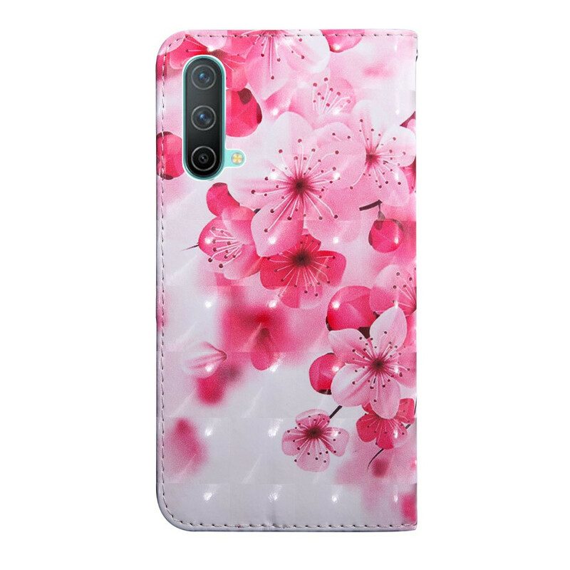 Custodia in pelle OnePlus Nord CE 5G Fiori Rosa