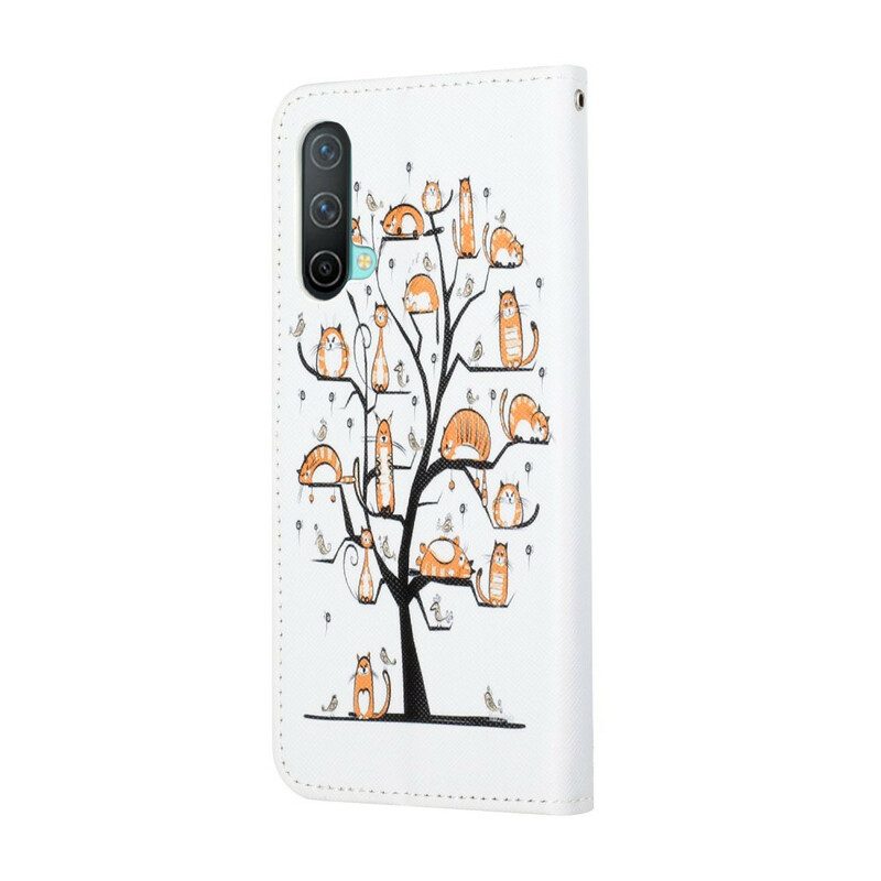 Custodia in pelle OnePlus Nord CE 5G Gatti Funky Con Cinturino