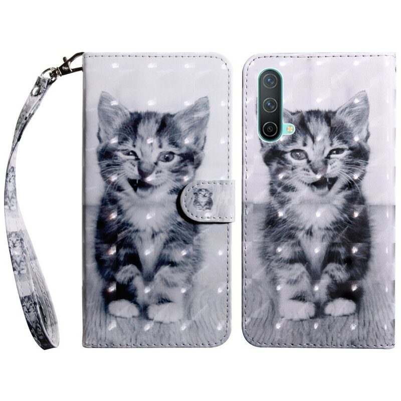 Custodia in pelle OnePlus Nord CE 5G Gatto Bianco E Nero