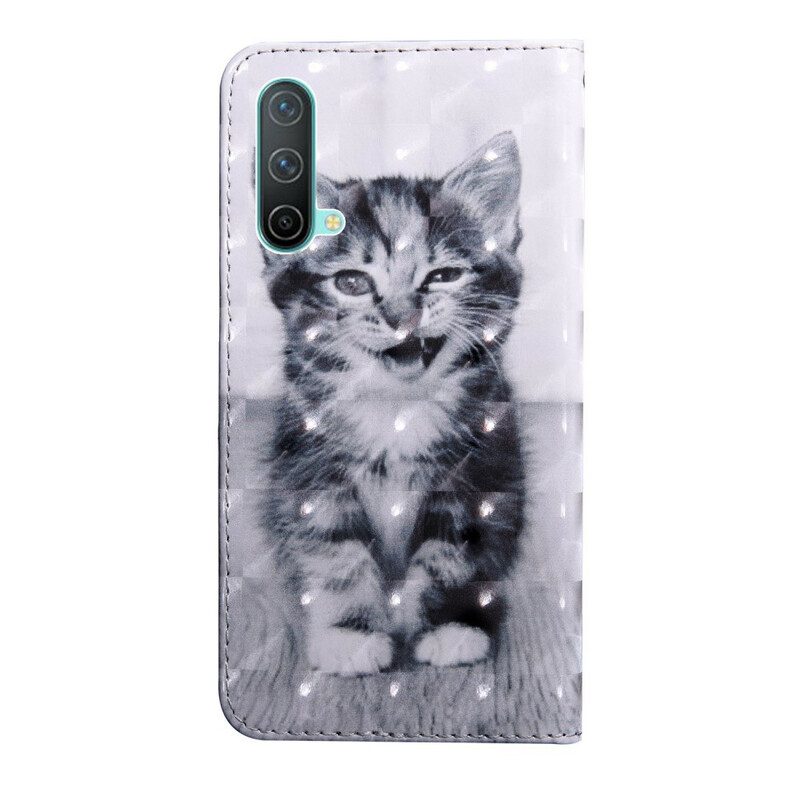 Custodia in pelle OnePlus Nord CE 5G Gatto Bianco E Nero