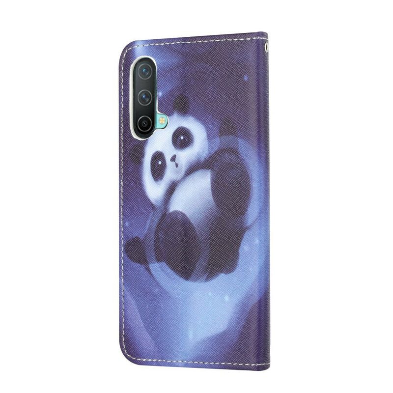 Custodia in pelle OnePlus Nord CE 5G Panda Space Con Cordino