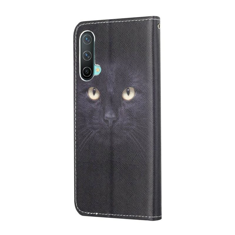 Custodia in pelle OnePlus Nord CE 5G Strappy Occhi Di Gatto Nero