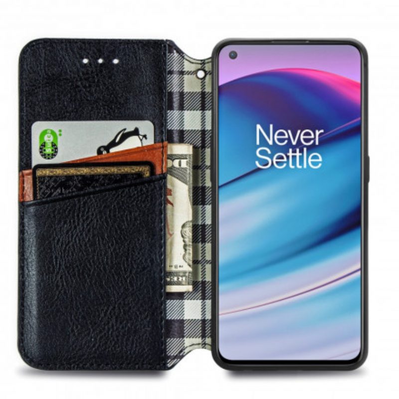 Folio Cover OnePlus Nord CE 5G Custodia in pelle Texture Diamante Effetto Pelle