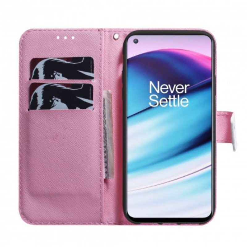 Folio Cover OnePlus Nord CE 5G Fiore Rosa Polveroso