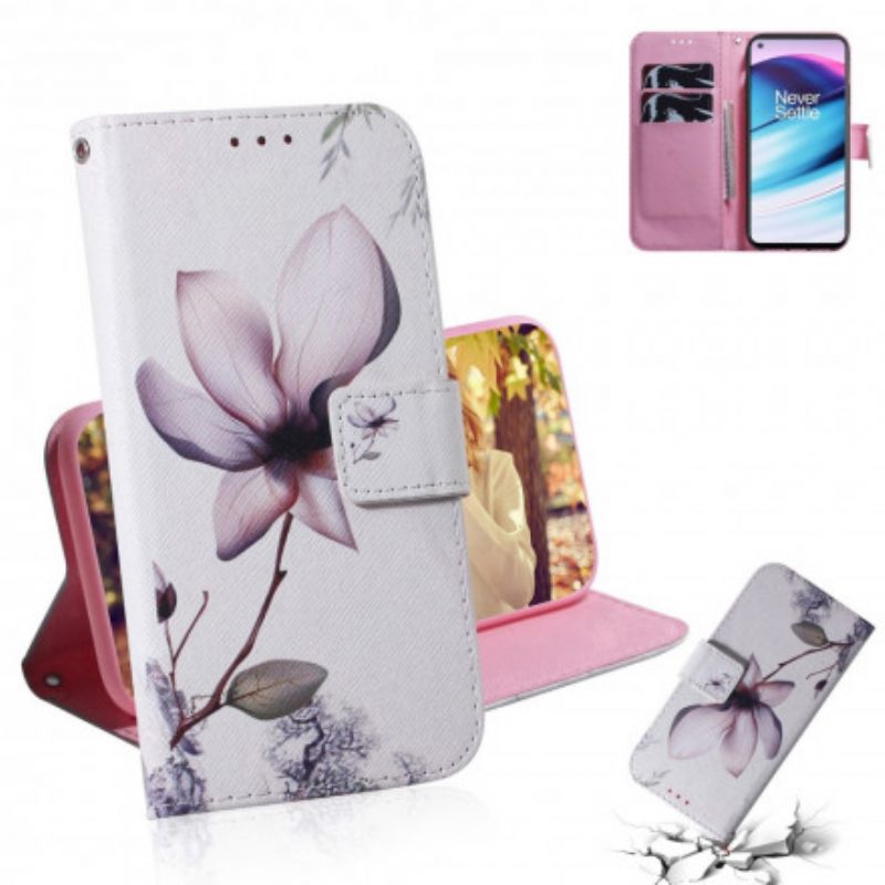 Folio Cover OnePlus Nord CE 5G Fiore Rosa Polveroso