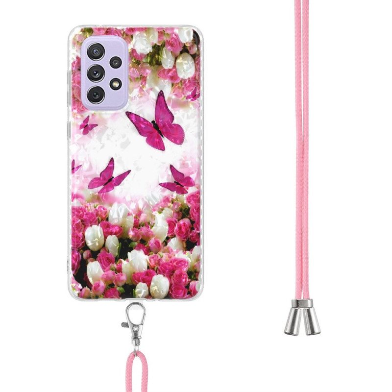 Cover Samsung Galaxy A23 5G Con Cordoncino Di Farfalle