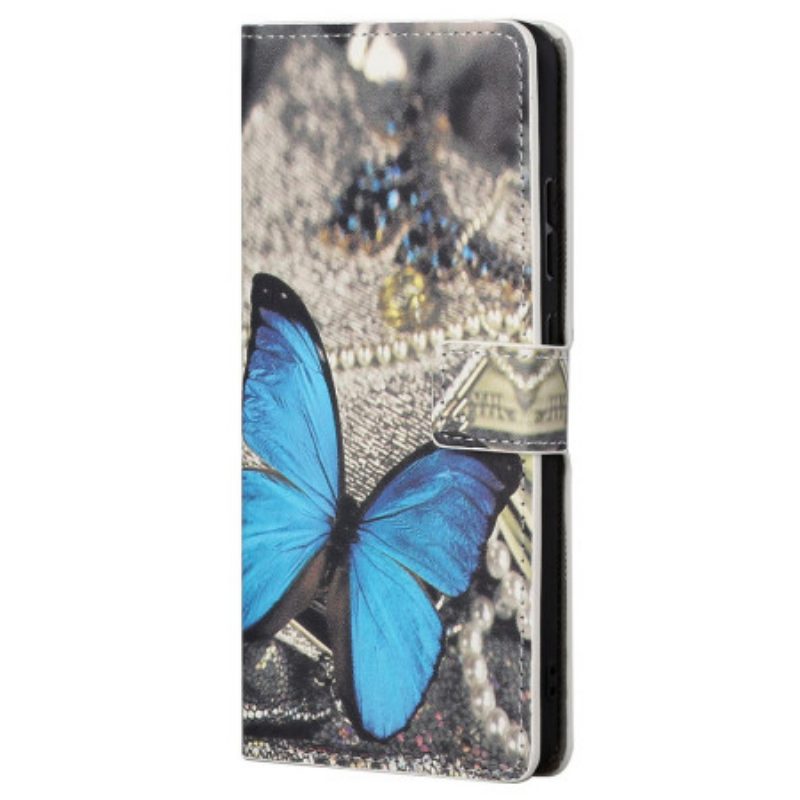 Custodia in pelle Samsung Galaxy A23 5G Farfalla Blu