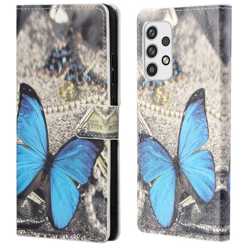 Custodia in pelle Samsung Galaxy A23 5G Farfalla Blu