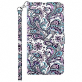 Custodia in pelle Samsung Galaxy A23 5G Motivo Paisley Con Spalline