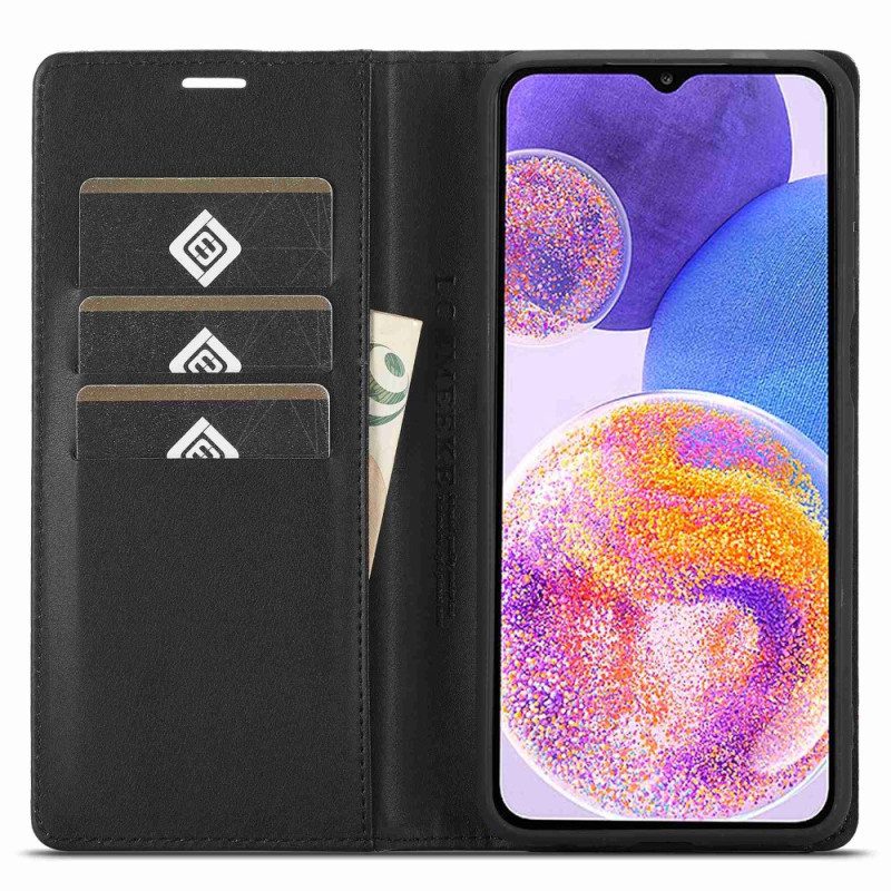 Folio Cover Samsung Galaxy A23 5G Custodia in pelle Fibra Di Carbonio Lc.imeeke