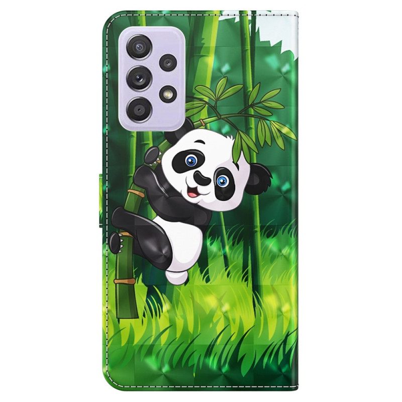 Folio Cover Samsung Galaxy A23 5G Panda Di Bambù Con Cordino