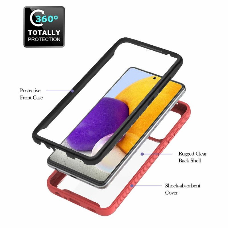 Cover Samsung Galaxy A72 4G / A72 5G Ibrido Contorno Colorato Con Anello