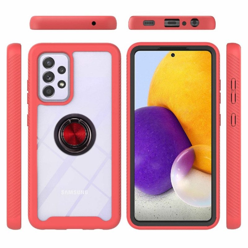 Cover Samsung Galaxy A72 4G / A72 5G Ibrido Contorno Colorato Con Anello