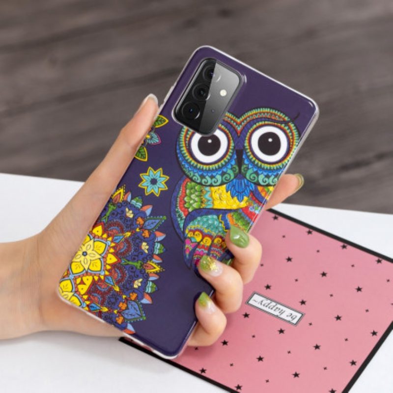 Cover Samsung Galaxy A72 4G / A72 5G Mandala Gufo Fluorescente