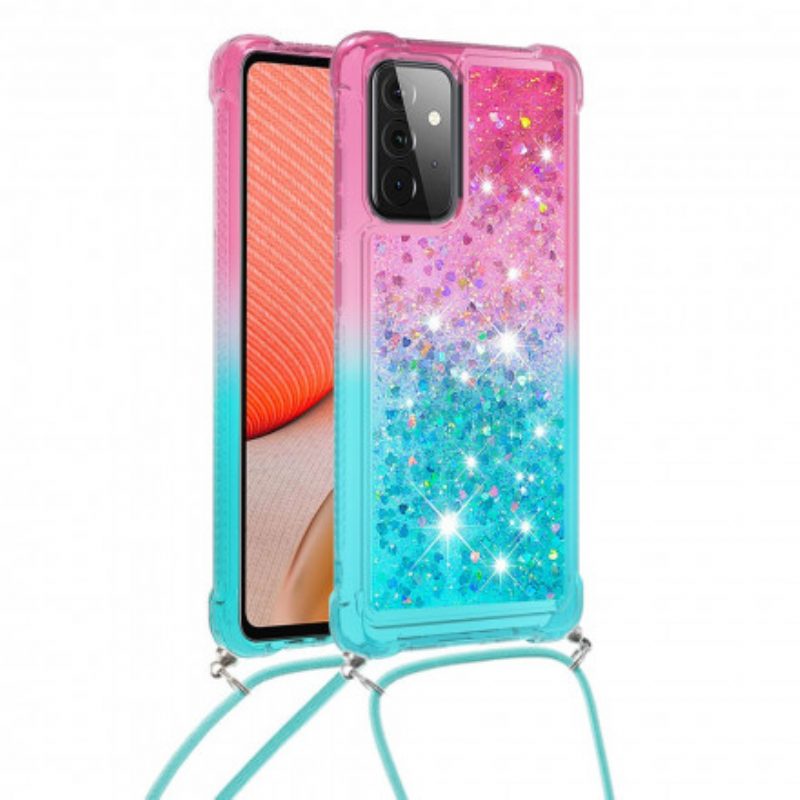 Cover Samsung Galaxy A72 4G / A72 5G Paillettes E Cordoncino In Silicone