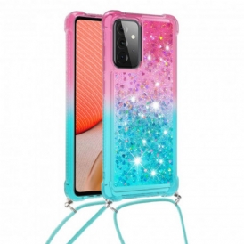 Cover Samsung Galaxy A72 4G / A72 5G Paillettes E Cordoncino In Silicone