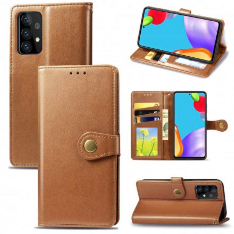 Custodia A Portafoglio Samsung Galaxy A72 4G / A72 5G Ecopelle E Chiusura Vintage