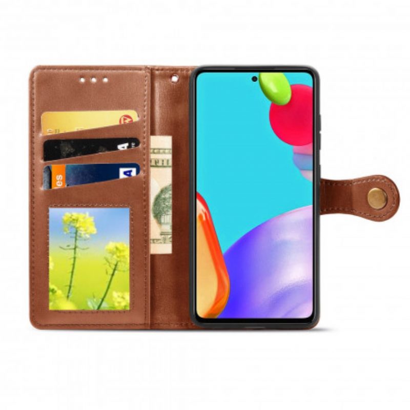 Custodia A Portafoglio Samsung Galaxy A72 4G / A72 5G Ecopelle E Chiusura Vintage