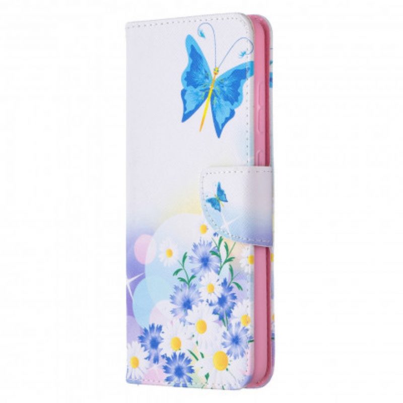 Custodia in pelle Samsung Galaxy A72 4G / A72 5G Farfalle E Fiori Dipinti