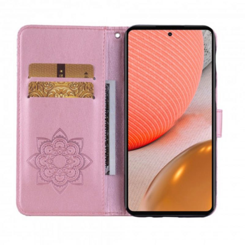 Custodia in pelle Samsung Galaxy A72 4G / A72 5G Mandala E Fascino Del Gufo