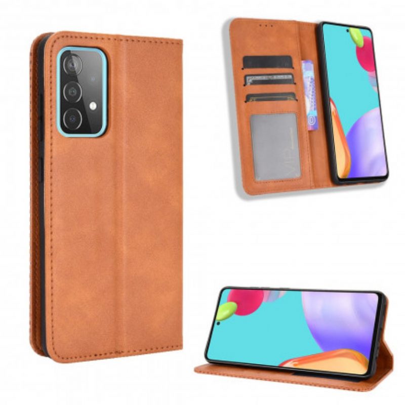 Folio Cover Samsung Galaxy A72 4G / A72 5G Custodia in pelle Effetto Pelle Vintage Stilizzato