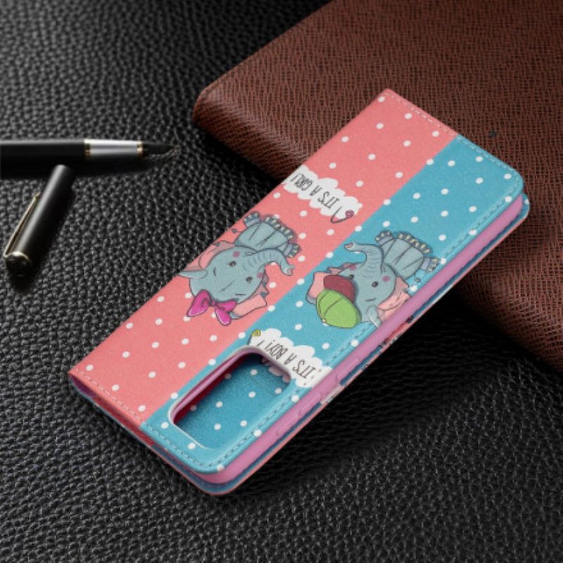 Folio Cover Samsung Galaxy A72 4G / A72 5G Custodia in pelle Elefantini