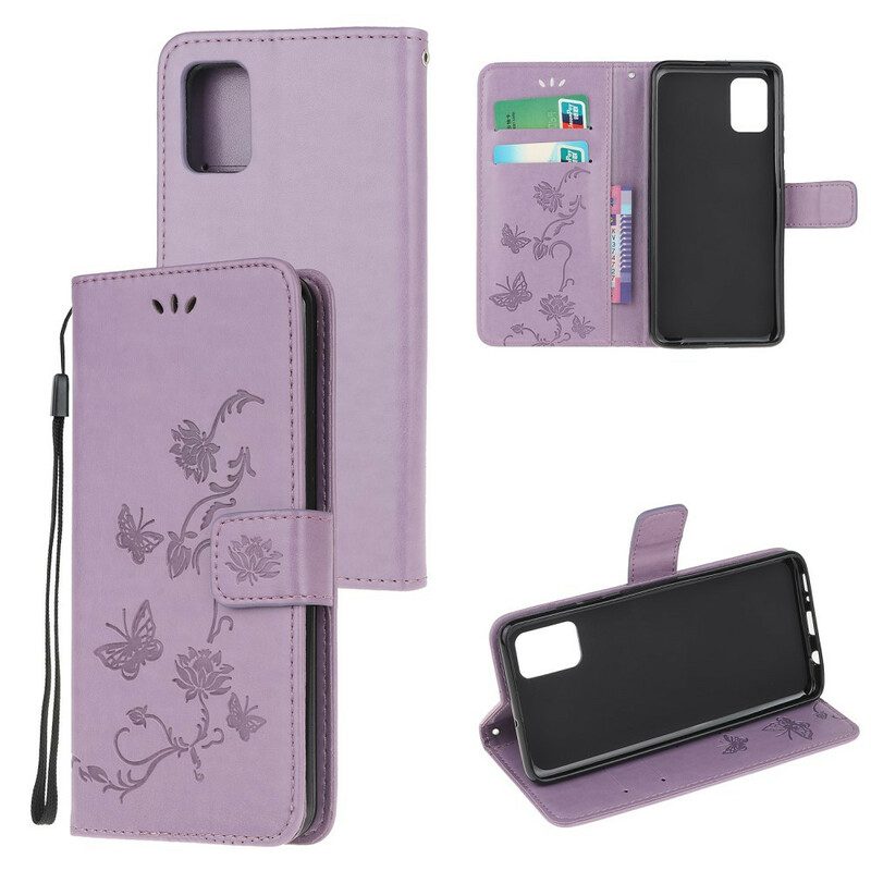 Folio Cover Samsung Galaxy A72 4G / A72 5G Perizoma Farfalle E Fiori