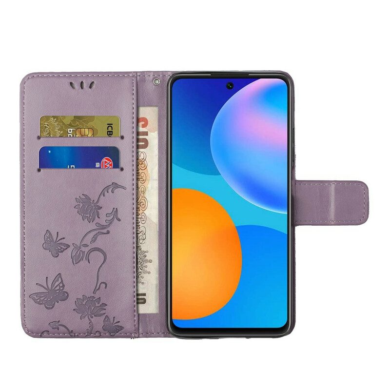 Folio Cover Samsung Galaxy A72 4G / A72 5G Perizoma Farfalle E Fiori