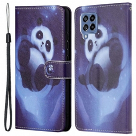 Custodia A Portafoglio Samsung Galaxy M53 5G Panda Spaziale Con Cordino