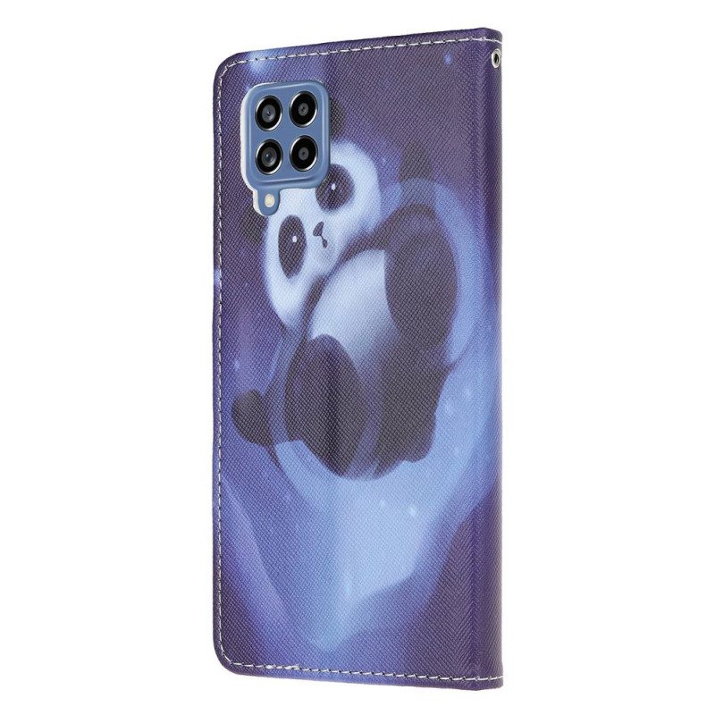 Custodia A Portafoglio Samsung Galaxy M53 5G Panda Spaziale Con Cordino