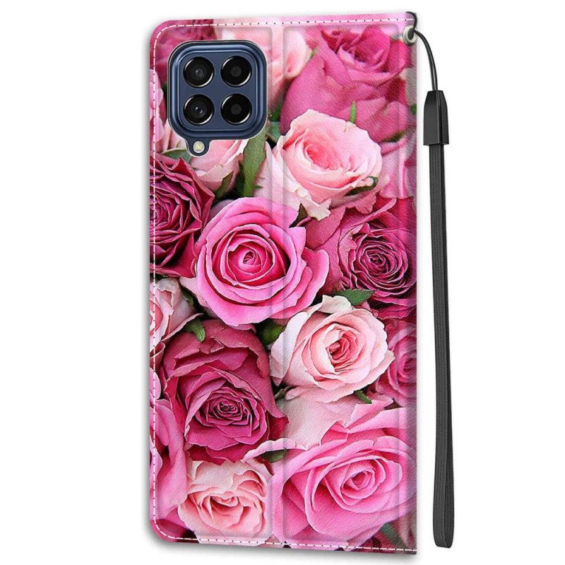 Custodia A Portafoglio Samsung Galaxy M53 5G Rose Con Cordino