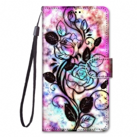 Custodia in pelle Samsung Galaxy M53 5G Cinturino Fiori