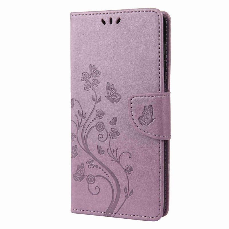 Custodia in pelle Samsung Galaxy M53 5G Cinturino Fiori