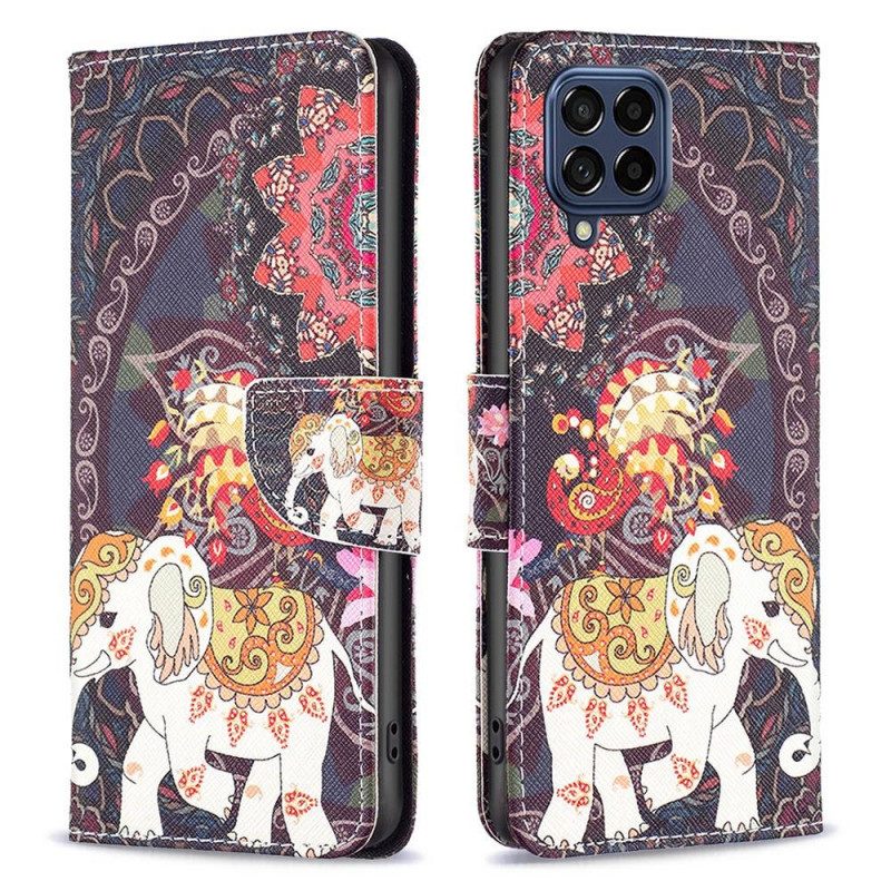 Custodia in pelle Samsung Galaxy M53 5G Elefante Indiano