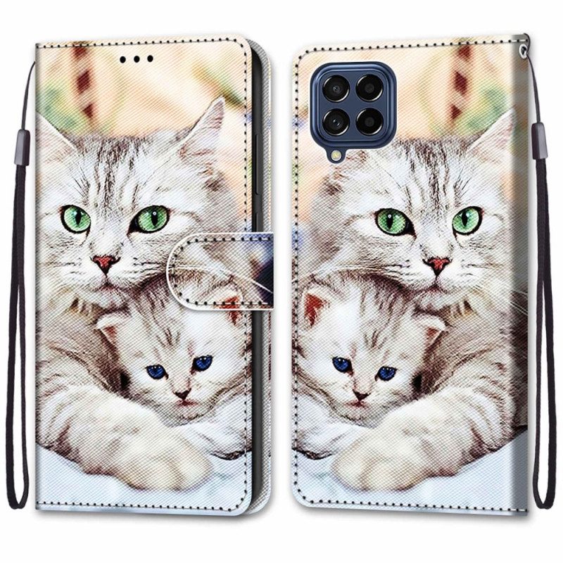 Custodia in pelle Samsung Galaxy M53 5G Famiglia Di Gatti