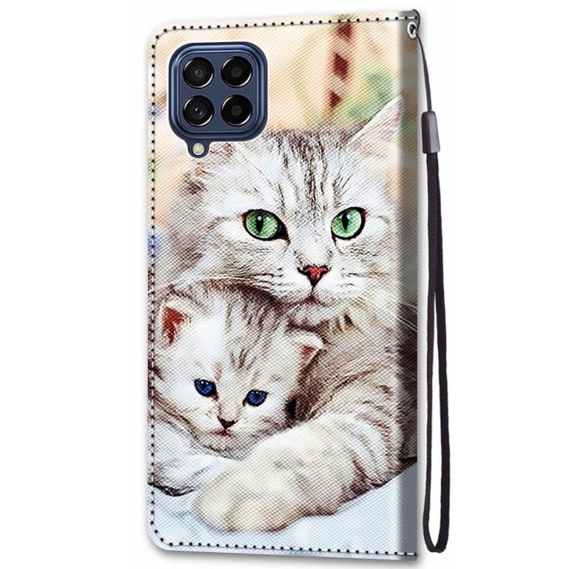 Custodia in pelle Samsung Galaxy M53 5G Famiglia Di Gatti