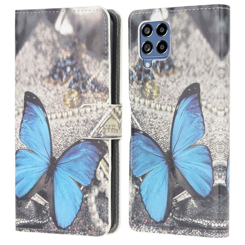 Custodia in pelle Samsung Galaxy M53 5G Farfalla Blu