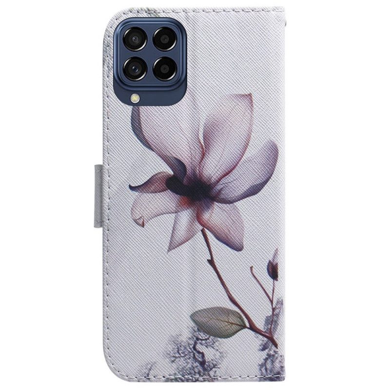 Custodia in pelle Samsung Galaxy M53 5G Fiore Rosa