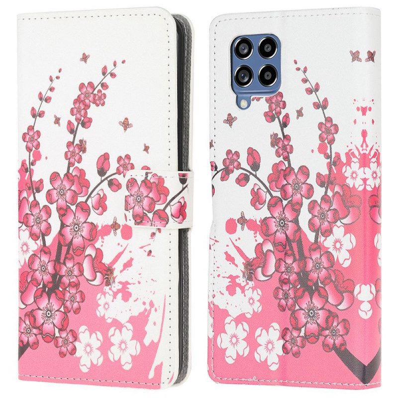 Custodia in pelle Samsung Galaxy M53 5G Fiori Tropicali