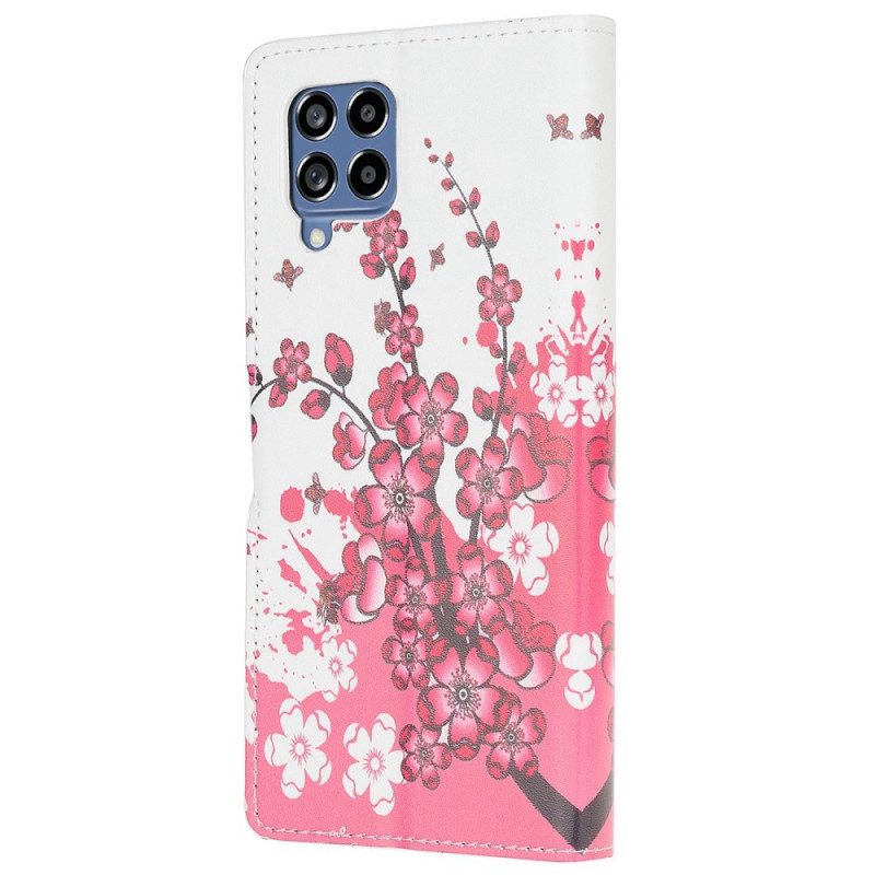 Custodia in pelle Samsung Galaxy M53 5G Fiori Tropicali